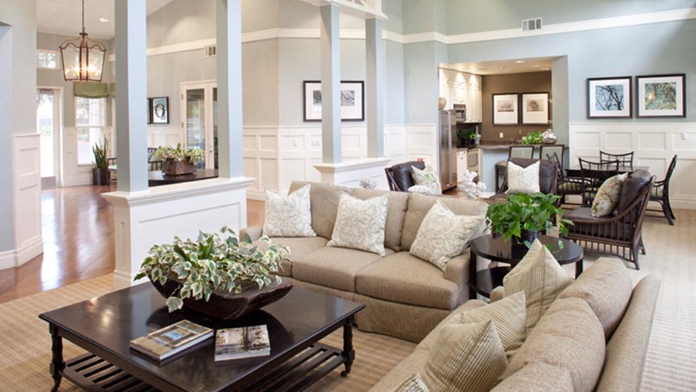 a living room with a couch and a coffee table