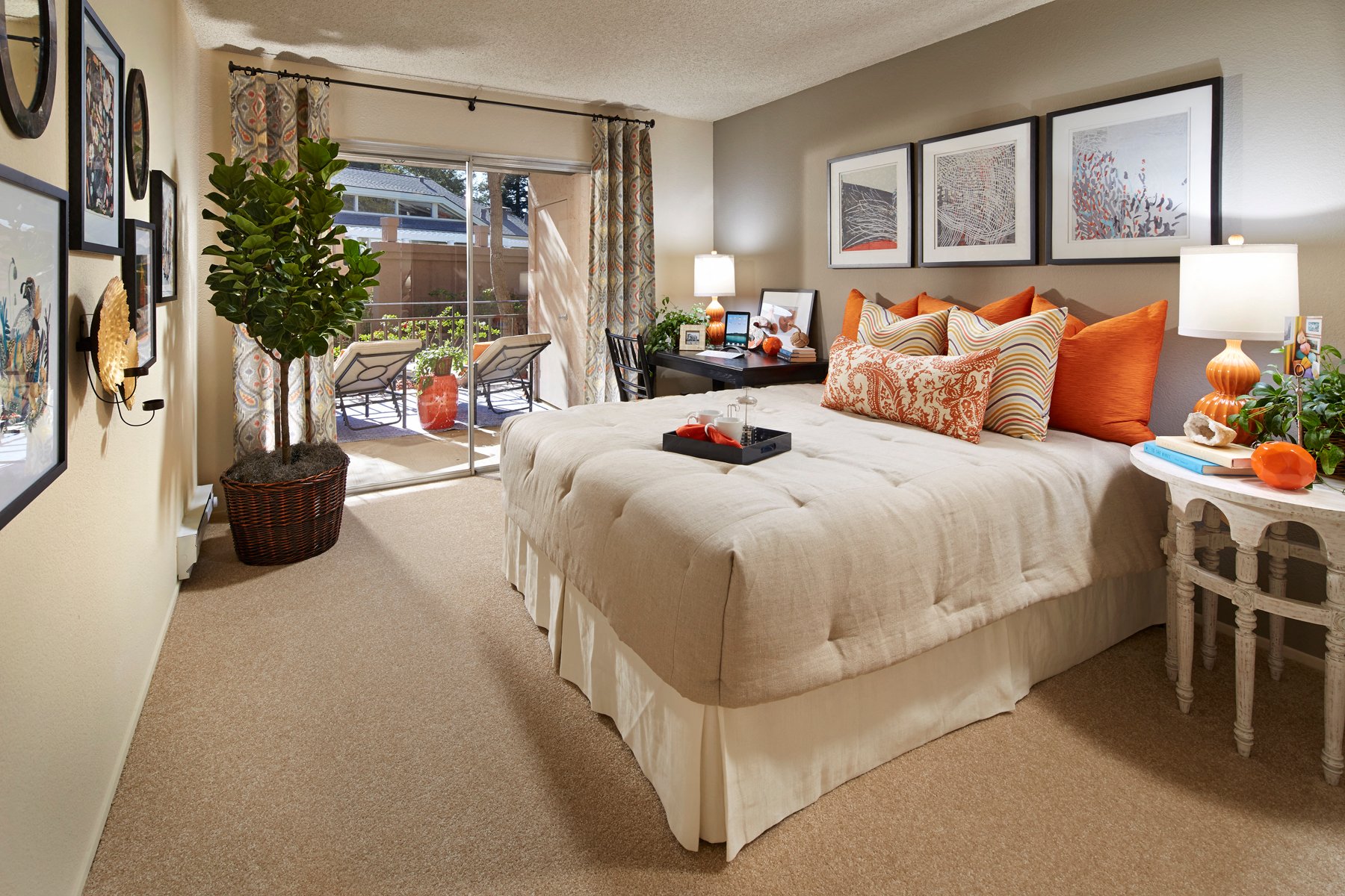 walk-in closets or mirrored wardrobe doors, over-sized windows