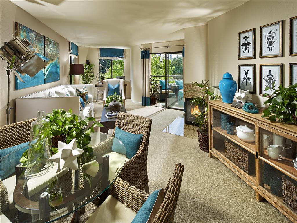 central heat and air conditioning, full-sized washer/dryer, huge private patio or balcony