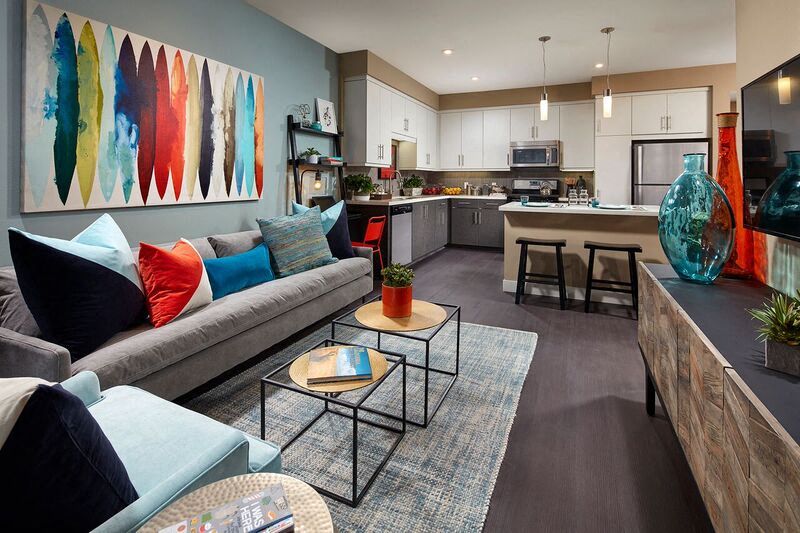 Modern interior finishes with quartz countertops and stainless steel appliances