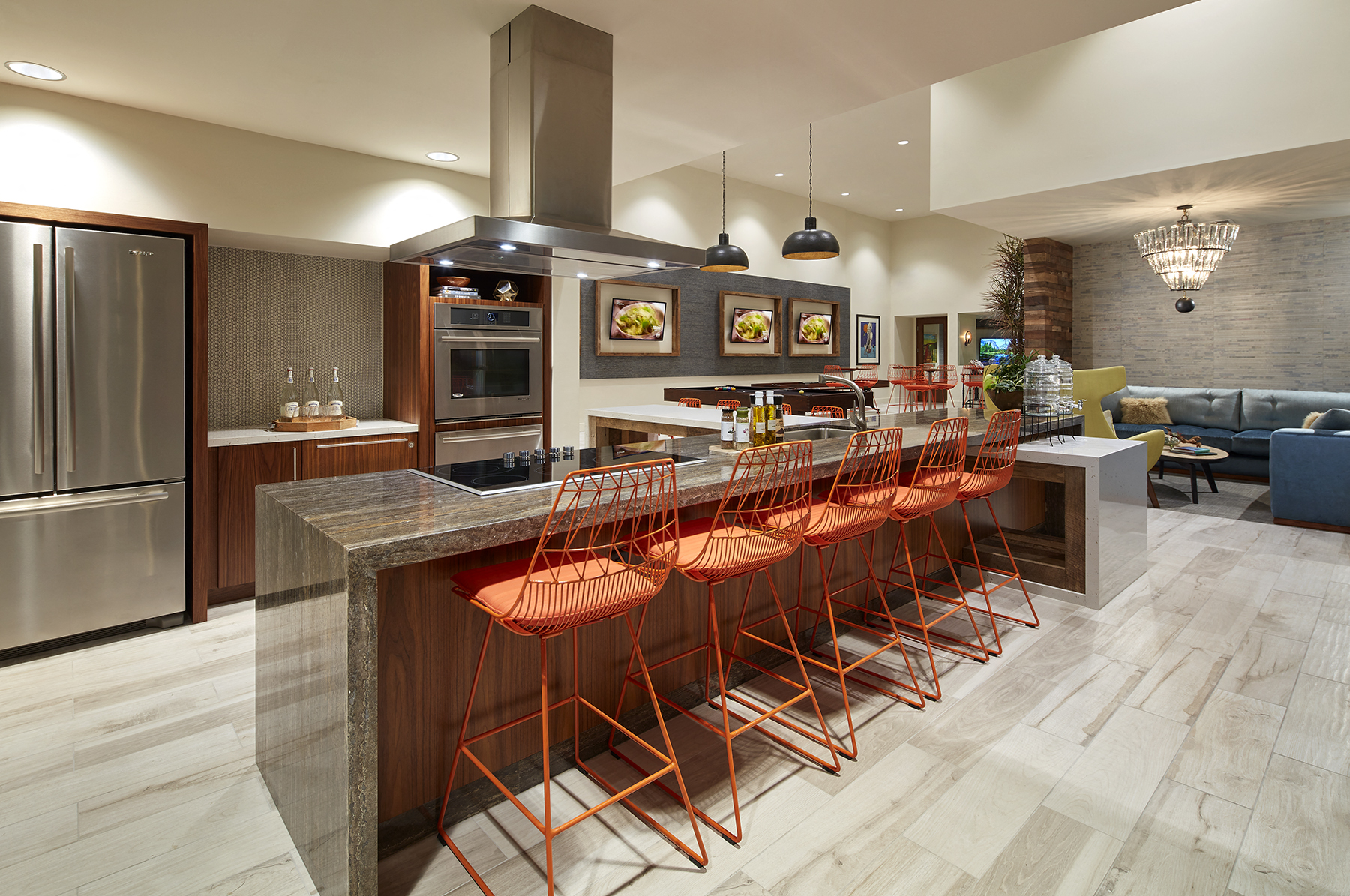 The Lounge with bar and TV's and Game On featuring billiards, shuffleboard and foosball