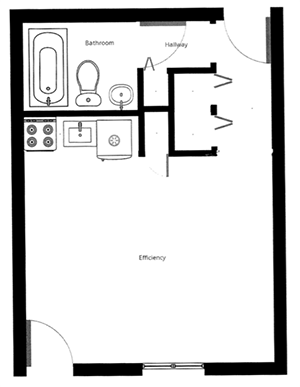 Efficiency floor plan Studio floor plan