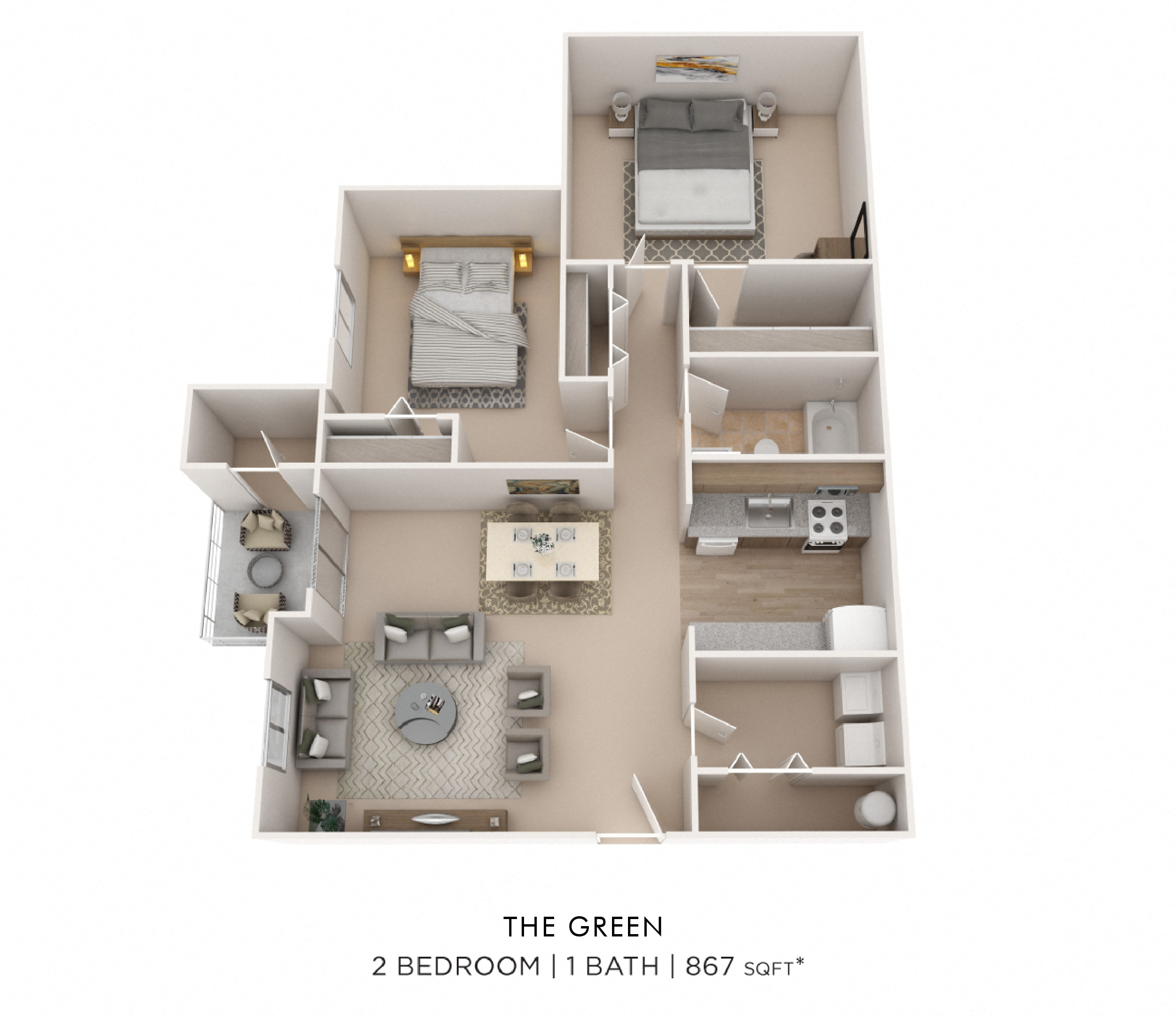 Two Bedroom- 867 sqft