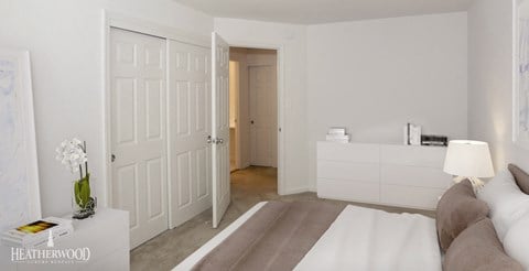 Bedroom Set with Nightstands, Brown Pillows at Hillcrest Village, Holbrook