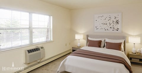 Beautiful Bright Bedroom With Wide Windows at Southwood Luxury Apartments, North Amityville