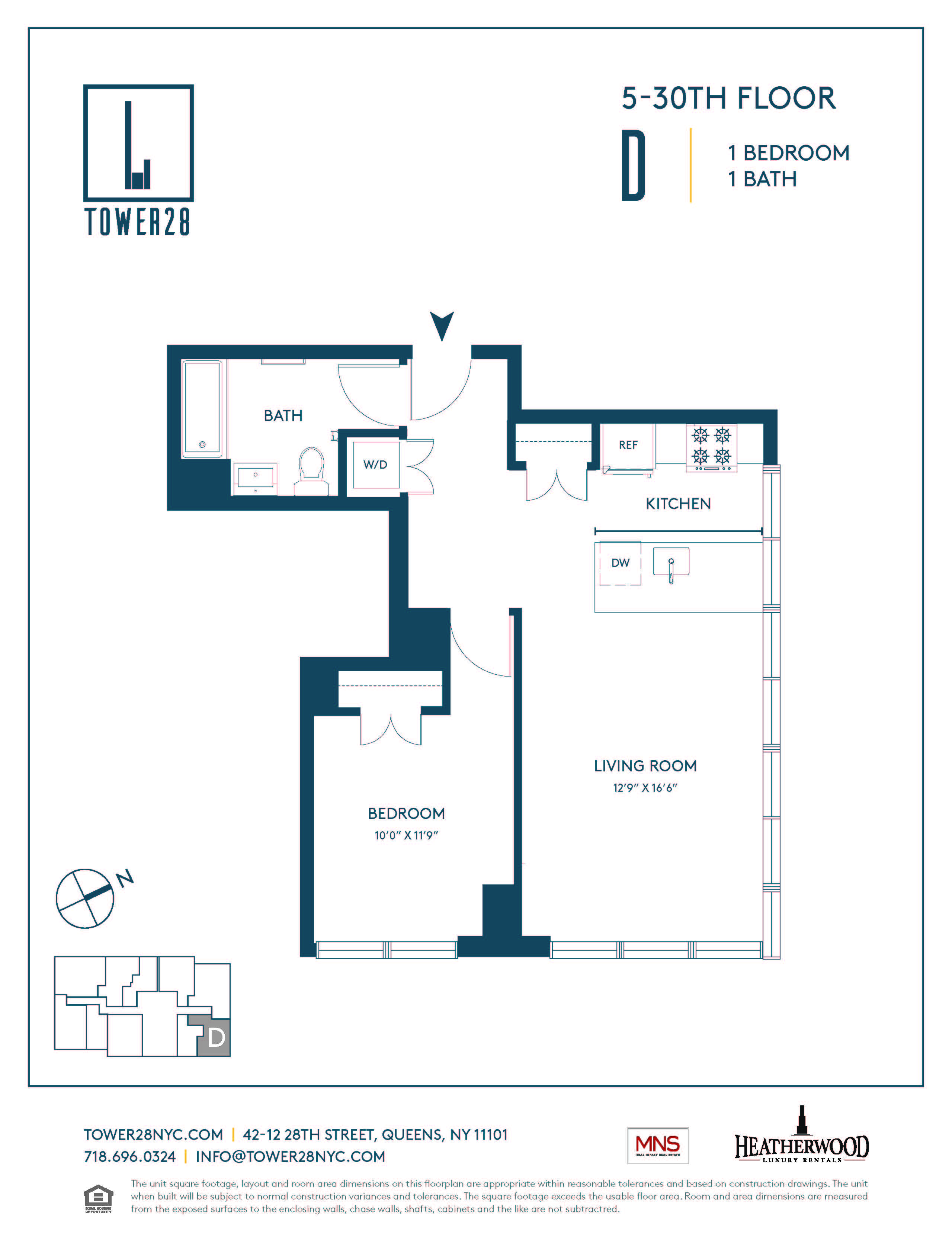 5-31 D Floor Plan at Tower 28, Long Island City, NY, 11101