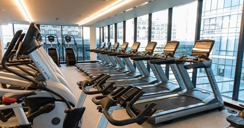 fitness equipment at Tower 28, Long Island City