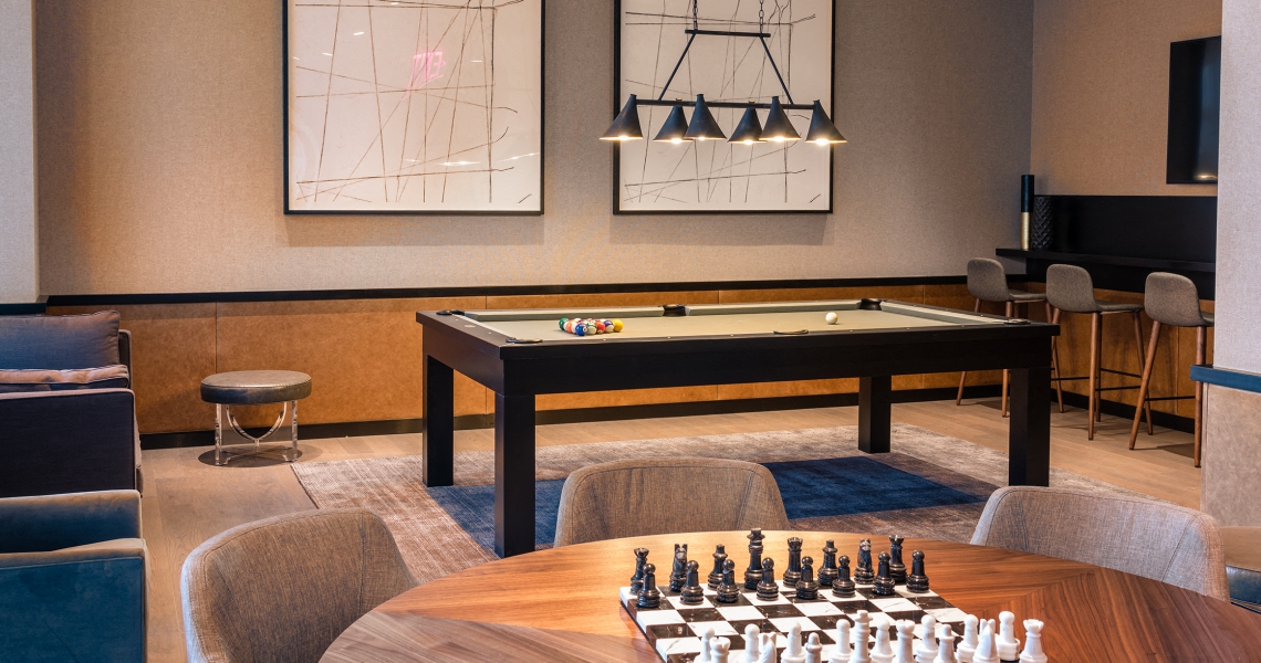 residents lounge at Tower 28, Long Island City, 11101