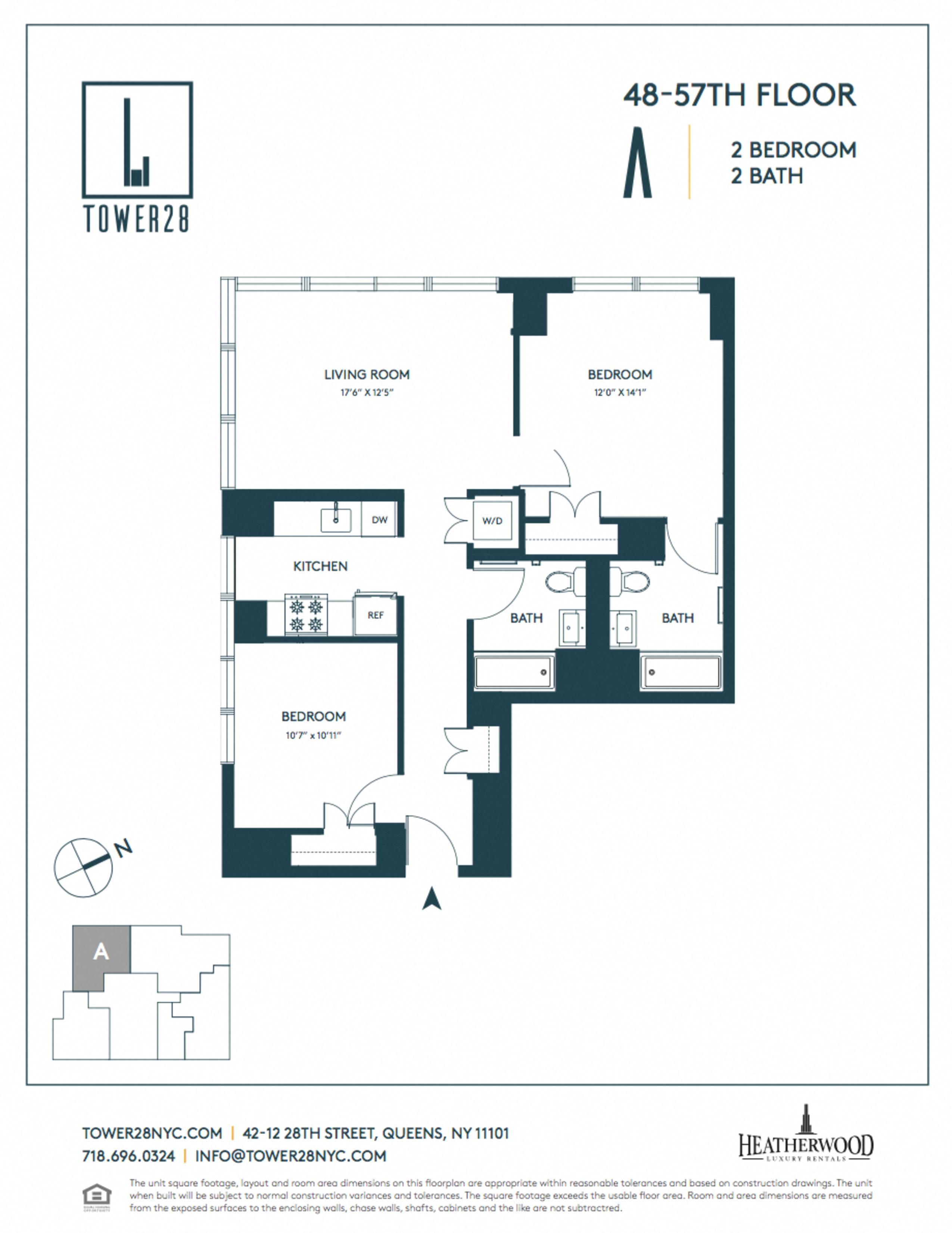 47-57 A Floor Plan at Tower 28, Long Island City, 11101
