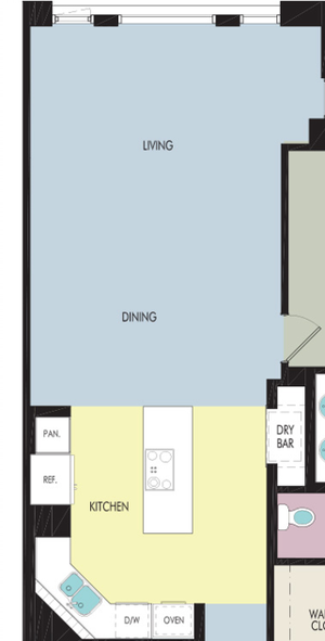Floorplan Photos Gallery maple one bedroom apartment with den Floor plan at Wilshire Victoria luxury apartments in Westwood