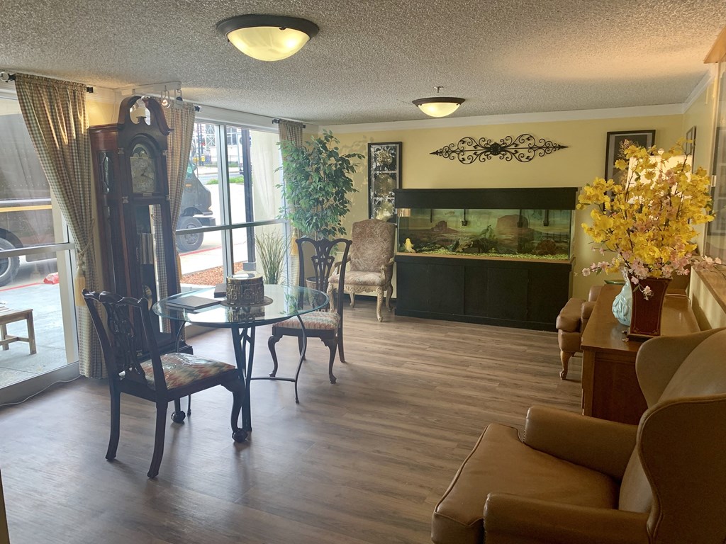 a view of the living room from the dining room
