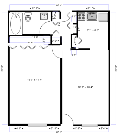 1 bedroom floor plan