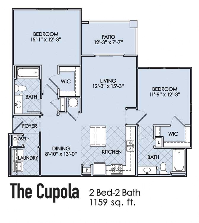The Cupola Floor Plan The Cupola 2 Bedroom 2 Bath Floor Plan 1159 Square Feet