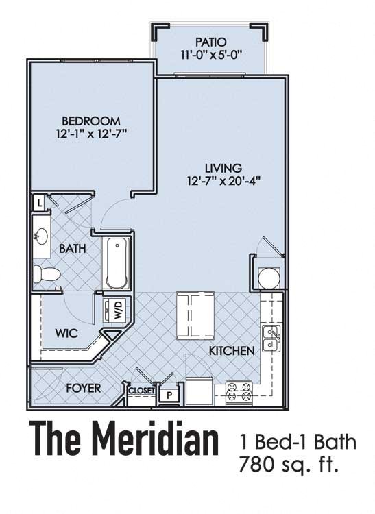 The Meridian Floor Plan The Meridian Floor Plan 1 Bedroom 1 bathroom 780 Square Feet