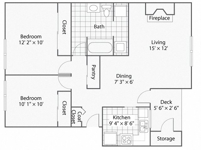 Windsor Apartments For Rent in Renton, WA 98059 2 Bedroom_1 Bathroom_Winchester | Windsor Apartments For Rent in Renton, WA 98059