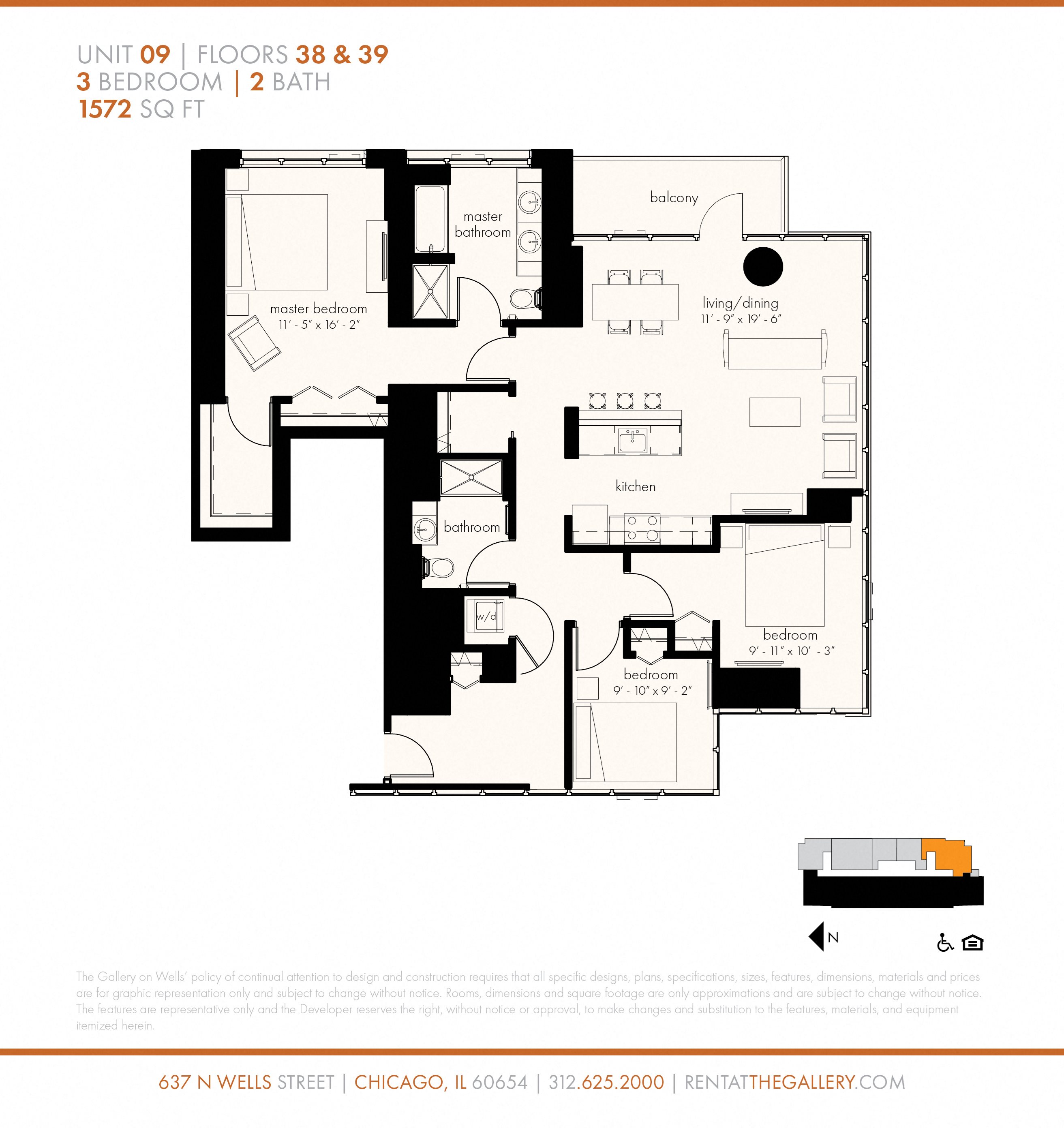Three Bedroom (1572 sf) Floor Plan 20