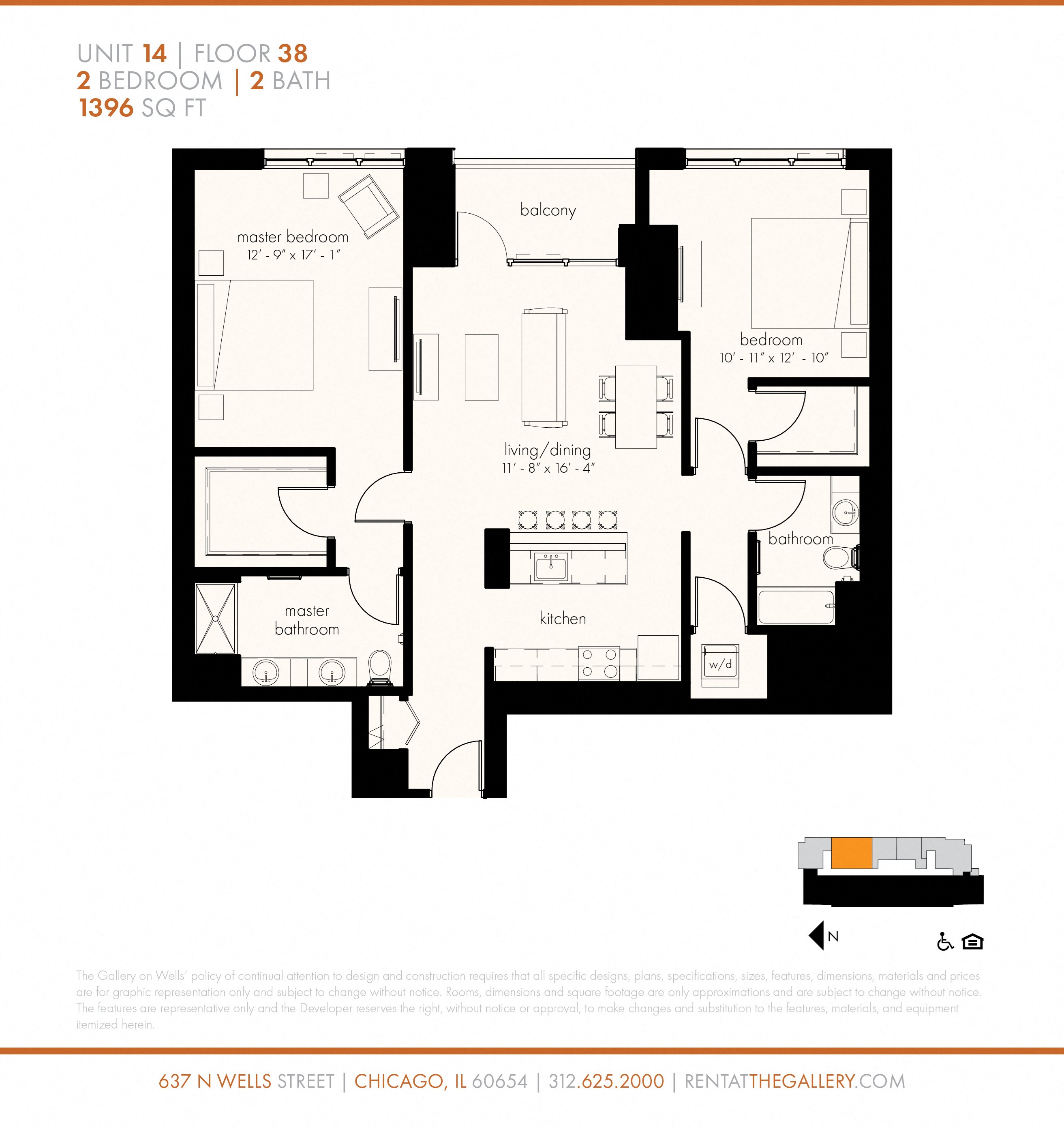 Two Bedroom (1396 sf) Floor Plan 19