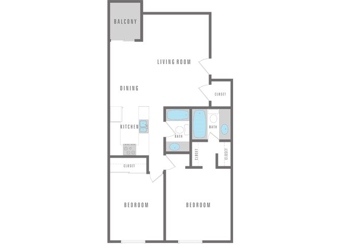 2 Bedroom 2 Bath Floor Plan 2