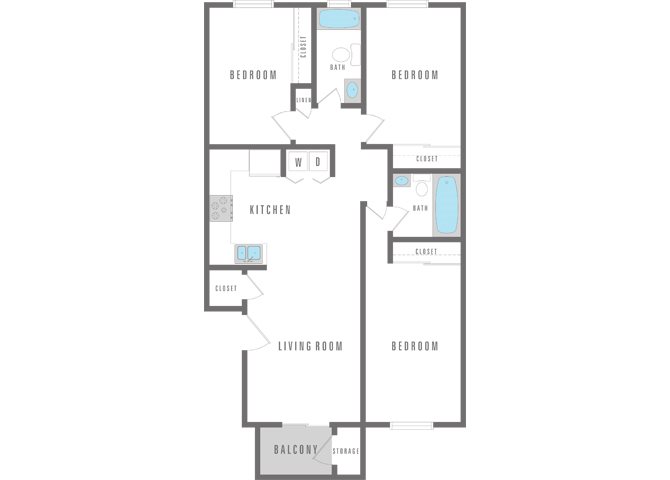 3 Bedroom 2 Bath Floor Plan 3