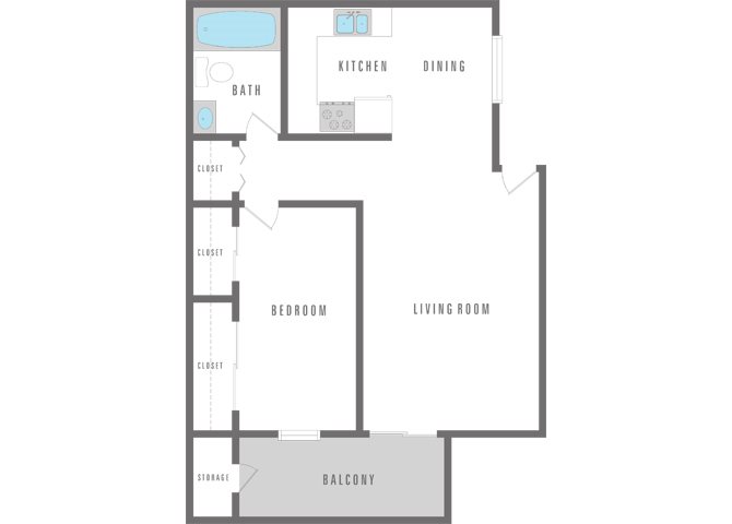 1 Bedroom 1 Bath Floor Plan 4
