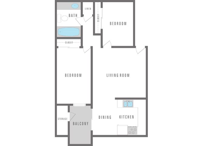 2 Bedroom 1 Bath Floor Plan 5