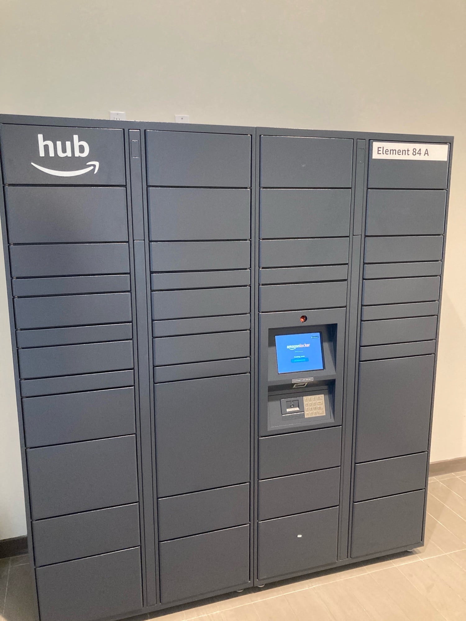 a set of industrial lockers in a room