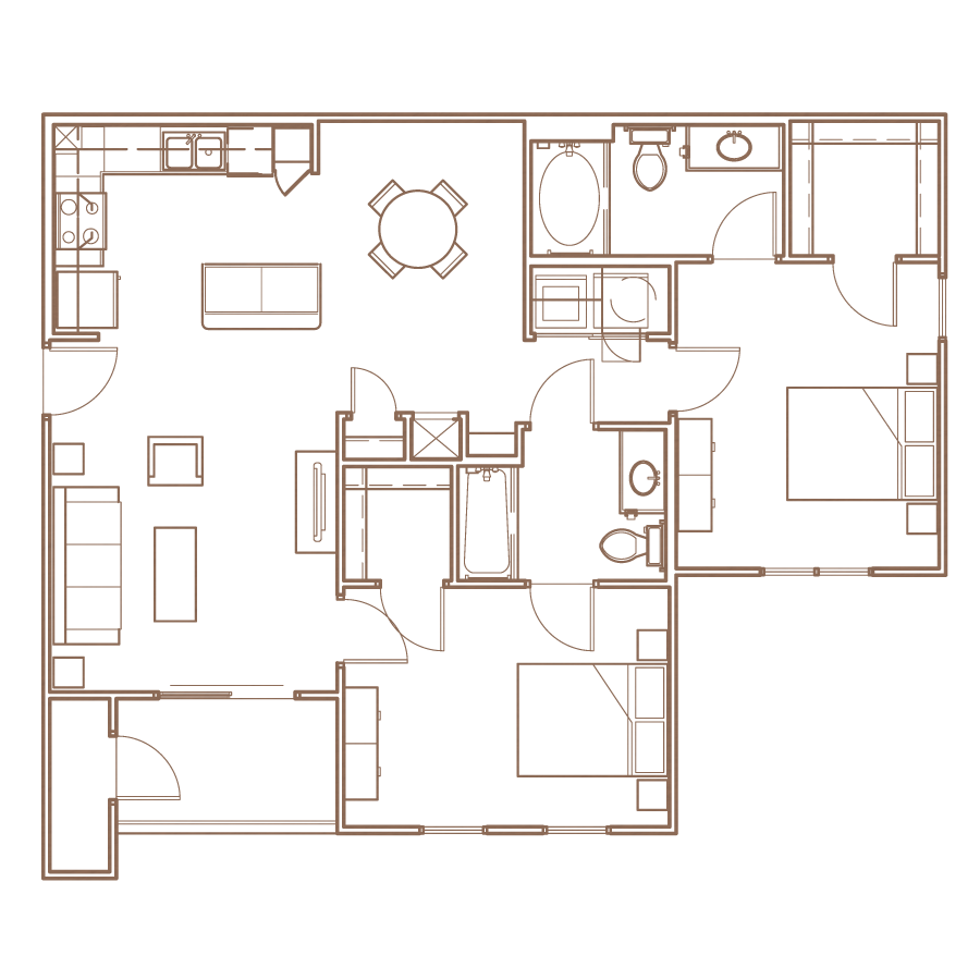 The Lookout Floorplan Layout 2 Bedroom Floorplan Layout at The Village at Apison Pike, Ooltewah, Tennessee
