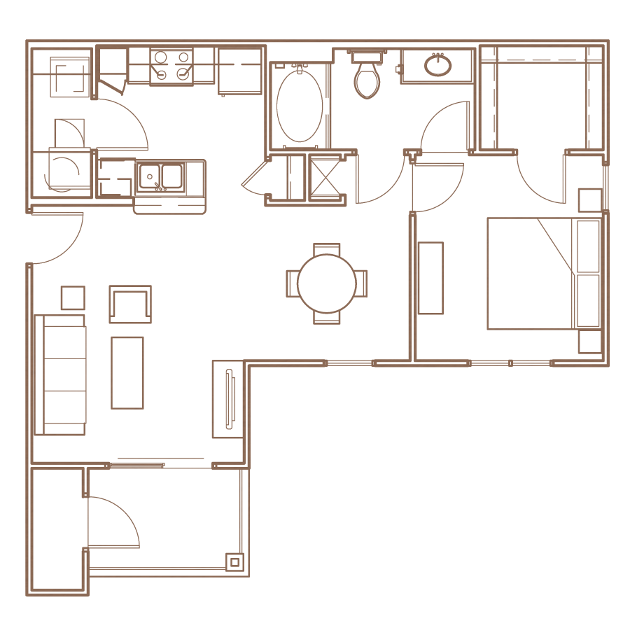 The Retreat Floorplan Layout 1 bedroom Floorplan Layout at The Village at Apison Pike in Ooltewah