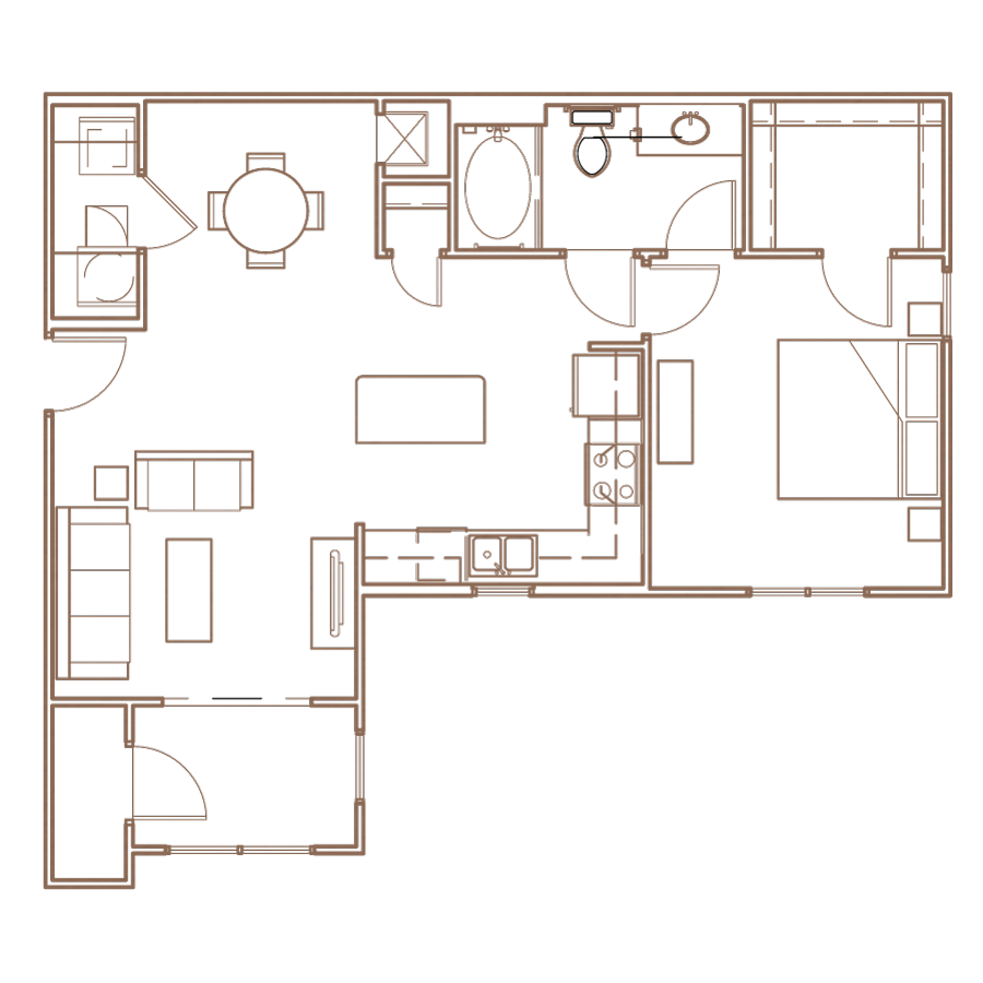 The Retreat II Floorplan Layout 1 Bedroom Retreate II Floorplan Layout at The Village at Apison Pike, 37363