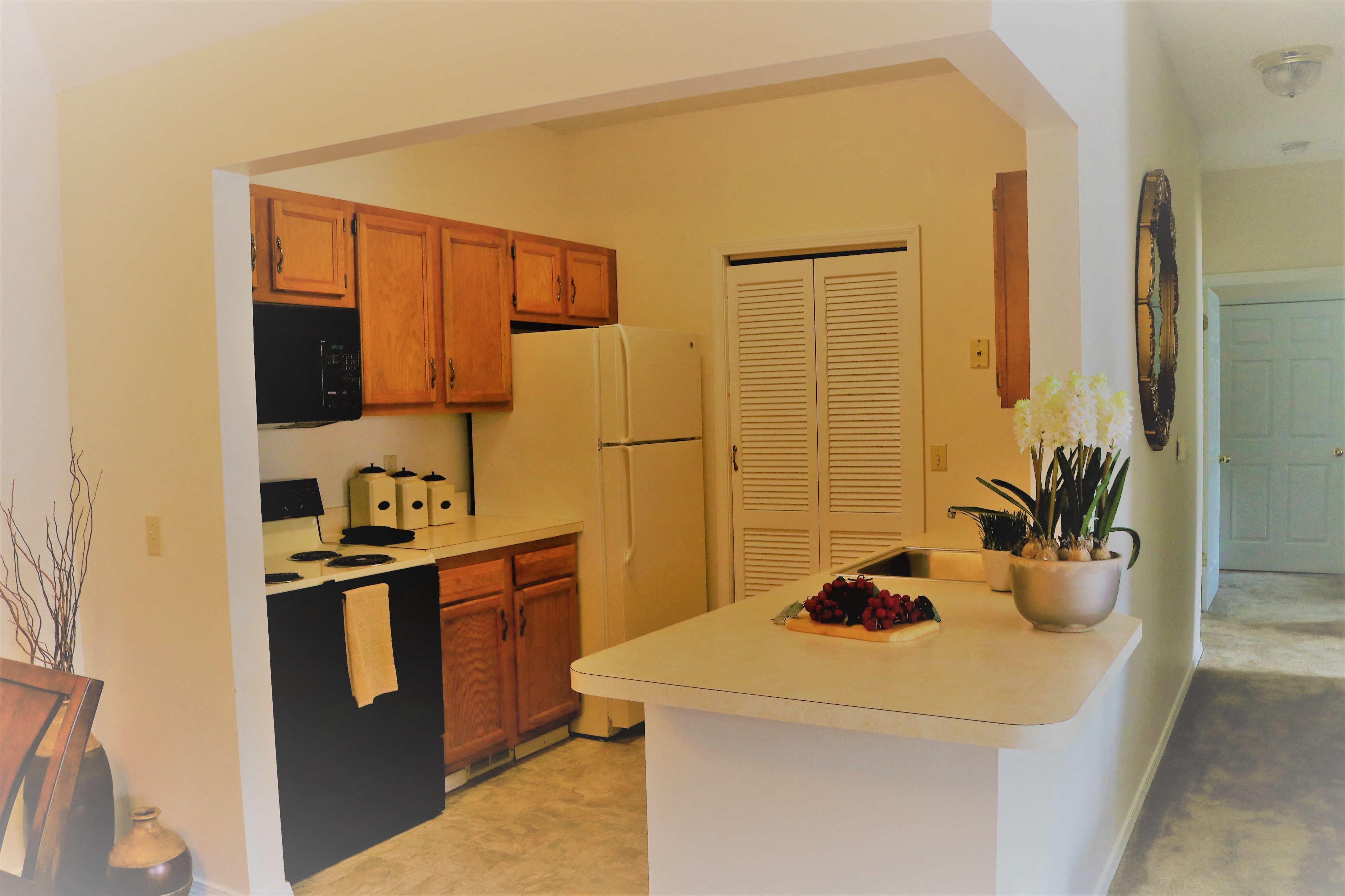 Kitchen with Island at Blueberry Hill Apartments, Rochester, NY