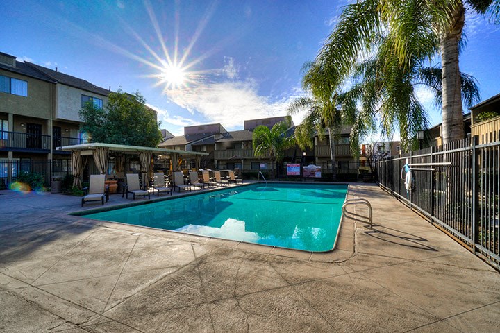 Lounging By The Pool at Highlander Park Apts, Riverside, 92507