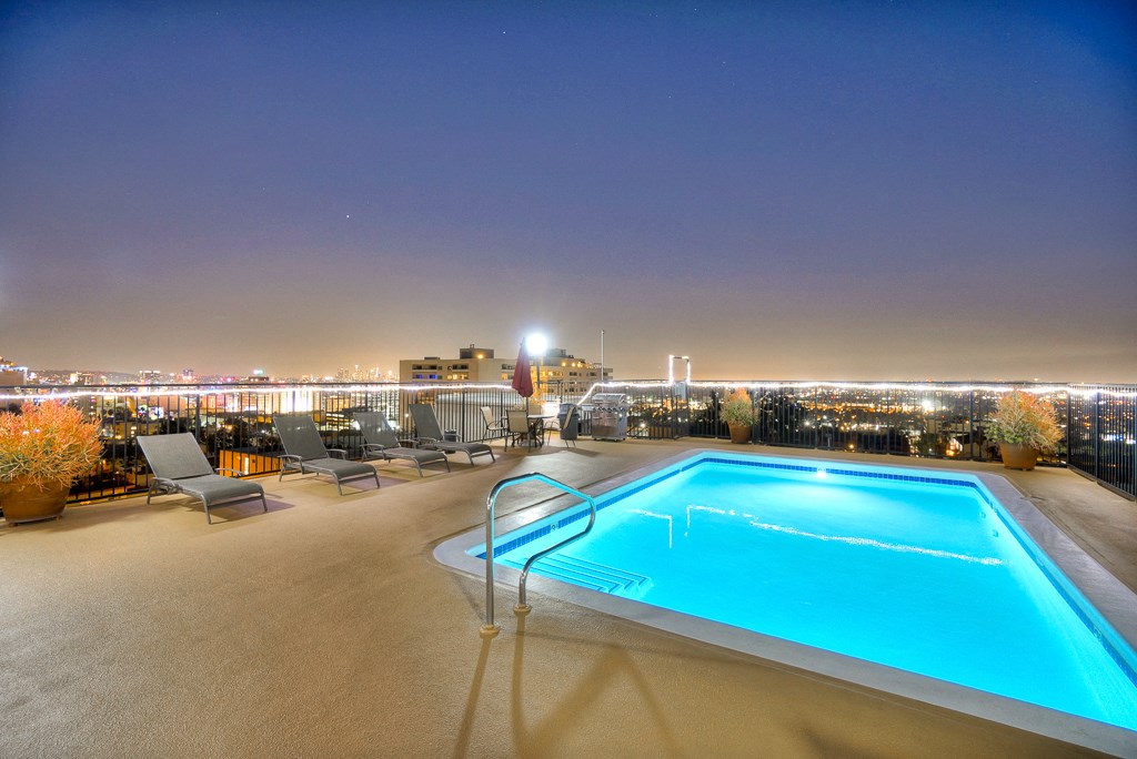 Night View Of Pool at Hillside View, Los Angeles, California