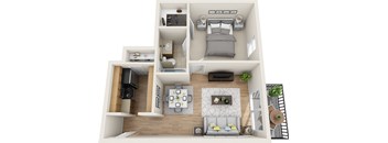 One Bedroom One Bath Floor Plan 506 Sq.Ft. at Hollywood Vista, Hollywood, 90046