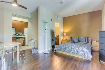 Kitchen In One Bedroom Floor-plan at Hollywood Vista, Hollywood, CA, 90046