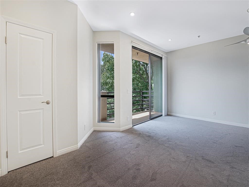 Living Room With Balcony View at Hollywood Vista, California, 90046