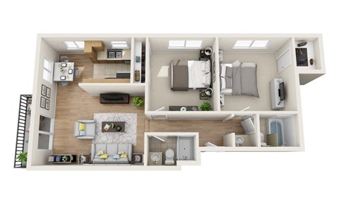 2 Beds 2 Baths A Floor Plan at Joro Properties, Hollywood, CA, 90046