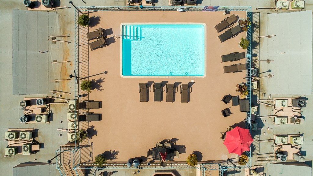 Pool Seating Top view at La Vista Terrace, Hollywood, CA, 90046