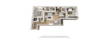 2 Beds 2 Baths Ritz Floor Plan 1,067 Sq.Ft. at La Vista Terrace, Hollywood, California