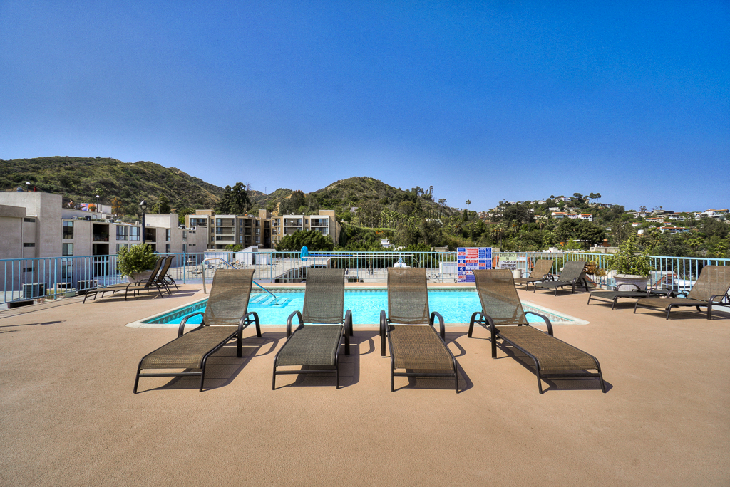 Pool Seating at La Vista Terrace, Hollywood, 90046