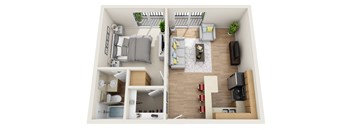 One Bedroom 1 bathroom A Floor Plan 500 Sq.Ft.  at Park Merridy, Northridge, California