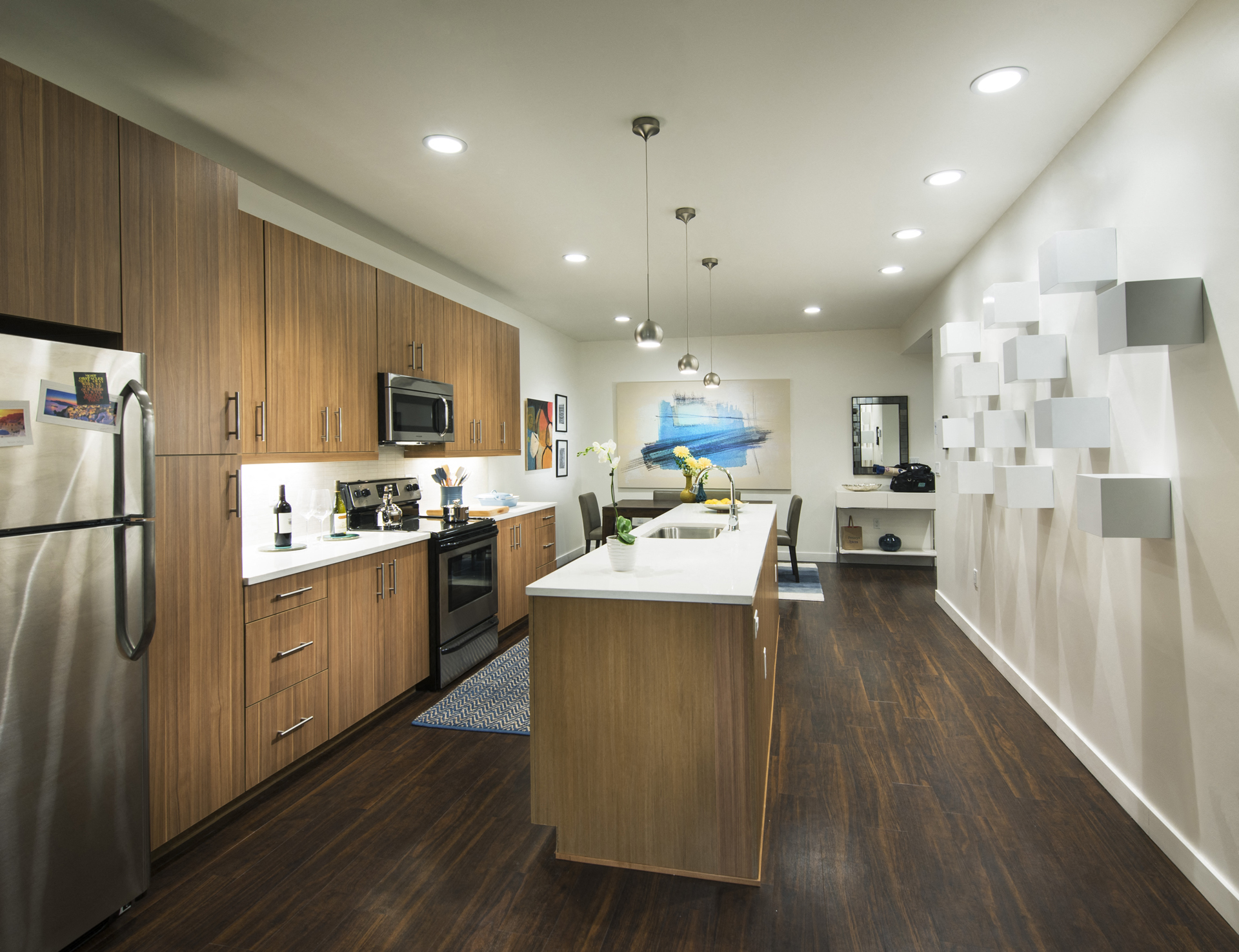 Apartment Kitchen with Stainless Steel Appliances 