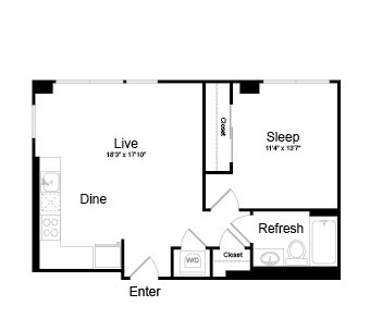 1 Bedroom Floor Plan 2