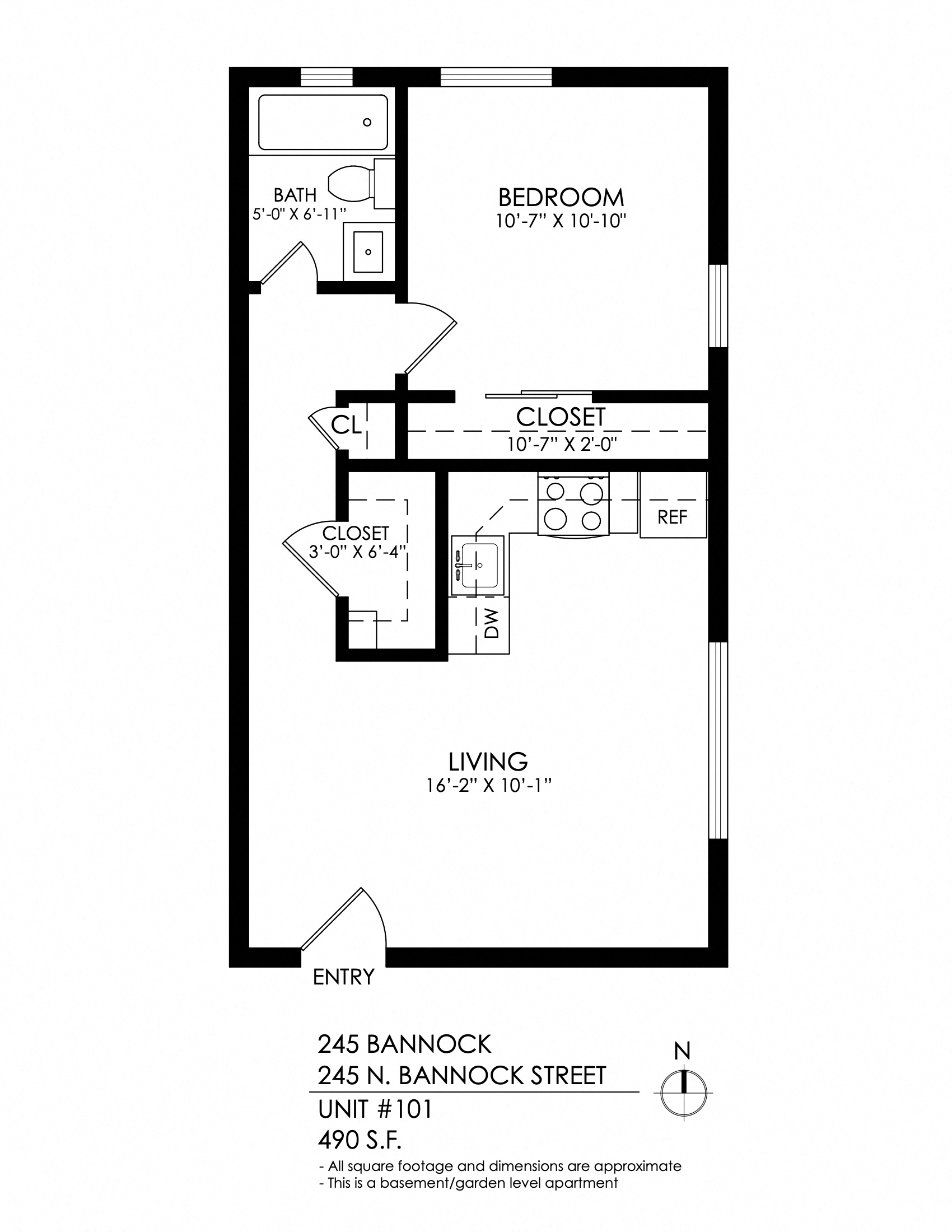 245 Bannock 1 Bed 1 Bath