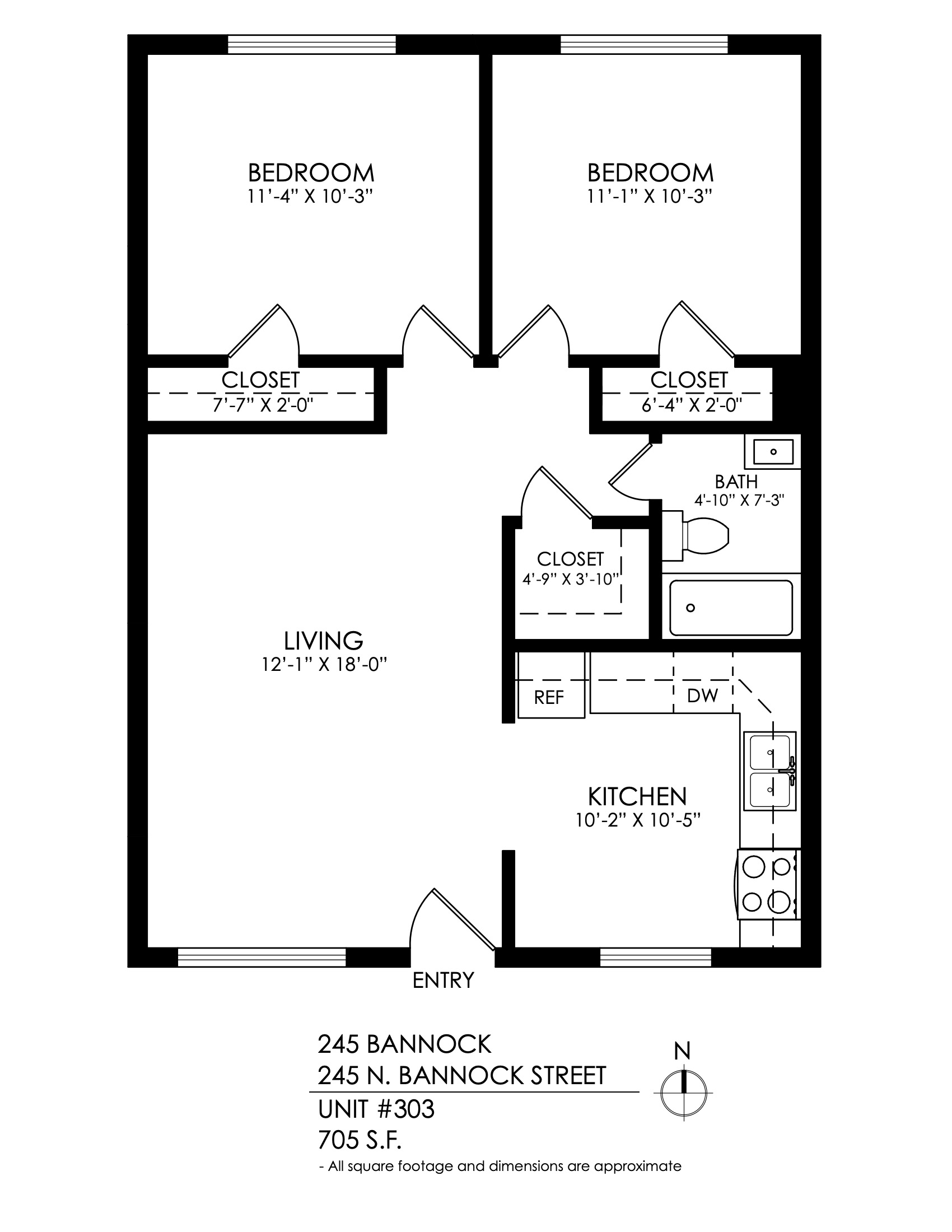 245 Bannock 2 Bed 1 Bath