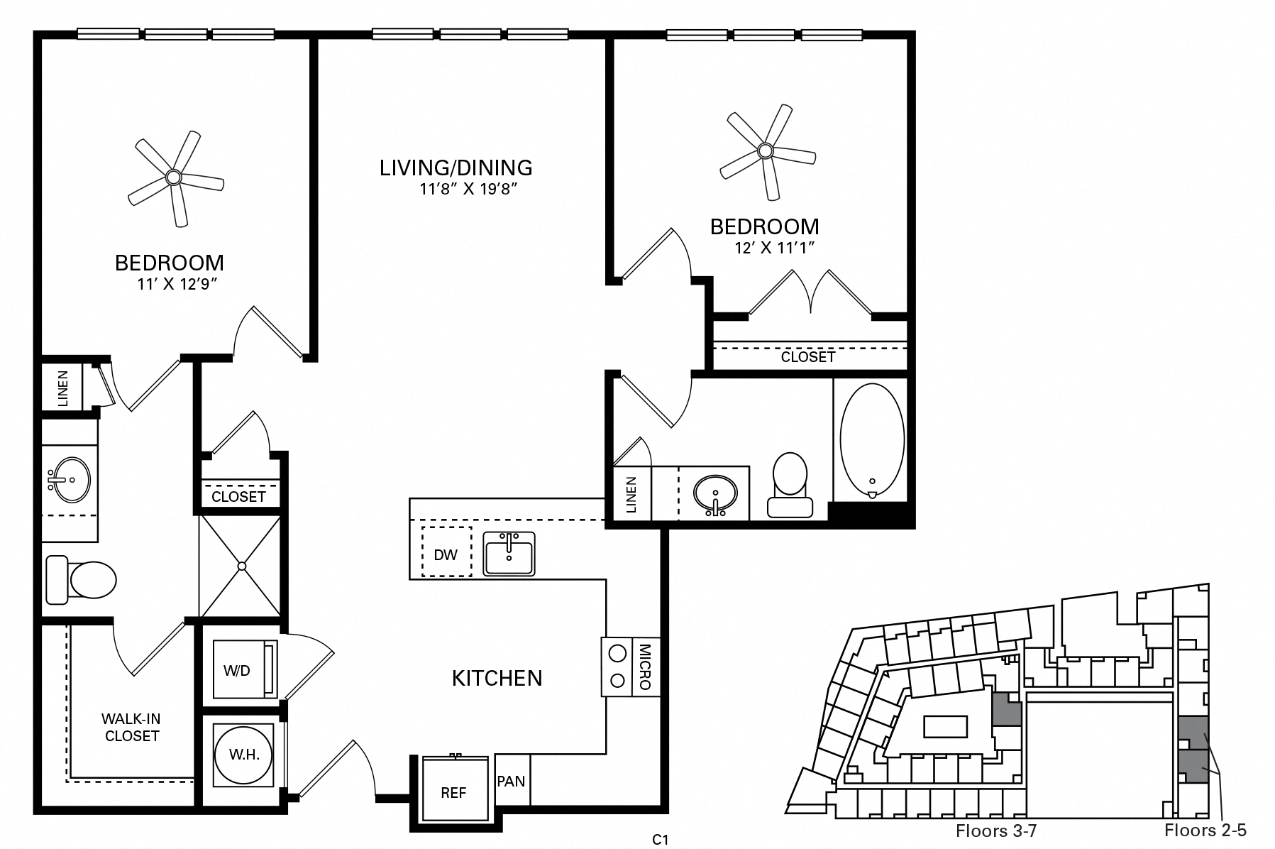 Davis ADA accessible Floor Plan at Berkshire Chapel Hill, Chapel Hill, NC