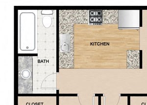 2 Bedroom 1 Bathroom Floor Plan 2 Bedroom 1 Bathroom Floor Plan at Springtree Apartments, Middleton, WI