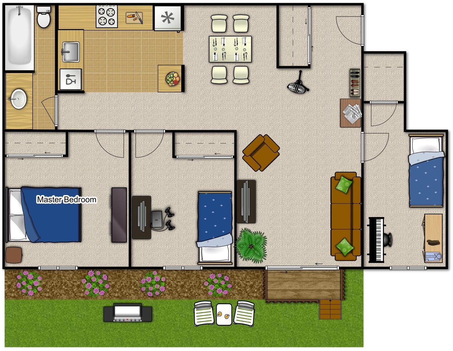 2 Bedroom 1 Bathroom Floor Plan 2 Bedroom 1 Bathroom Floor Plan at Springtree Apartments, Middleton, WI