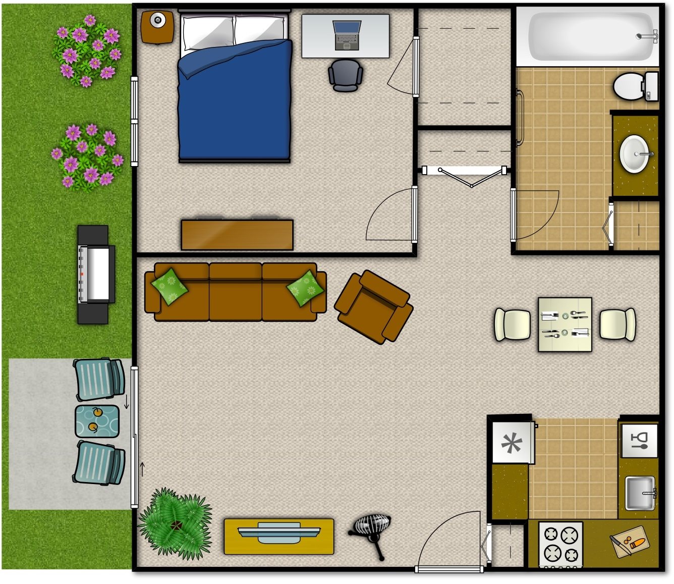 Specious 1 Bedroom 1 Bathroom Floor Plan Specious 1 Bedroom and 1 Bathroom Floor Plan at Springtree Apartments, Middleton, WI