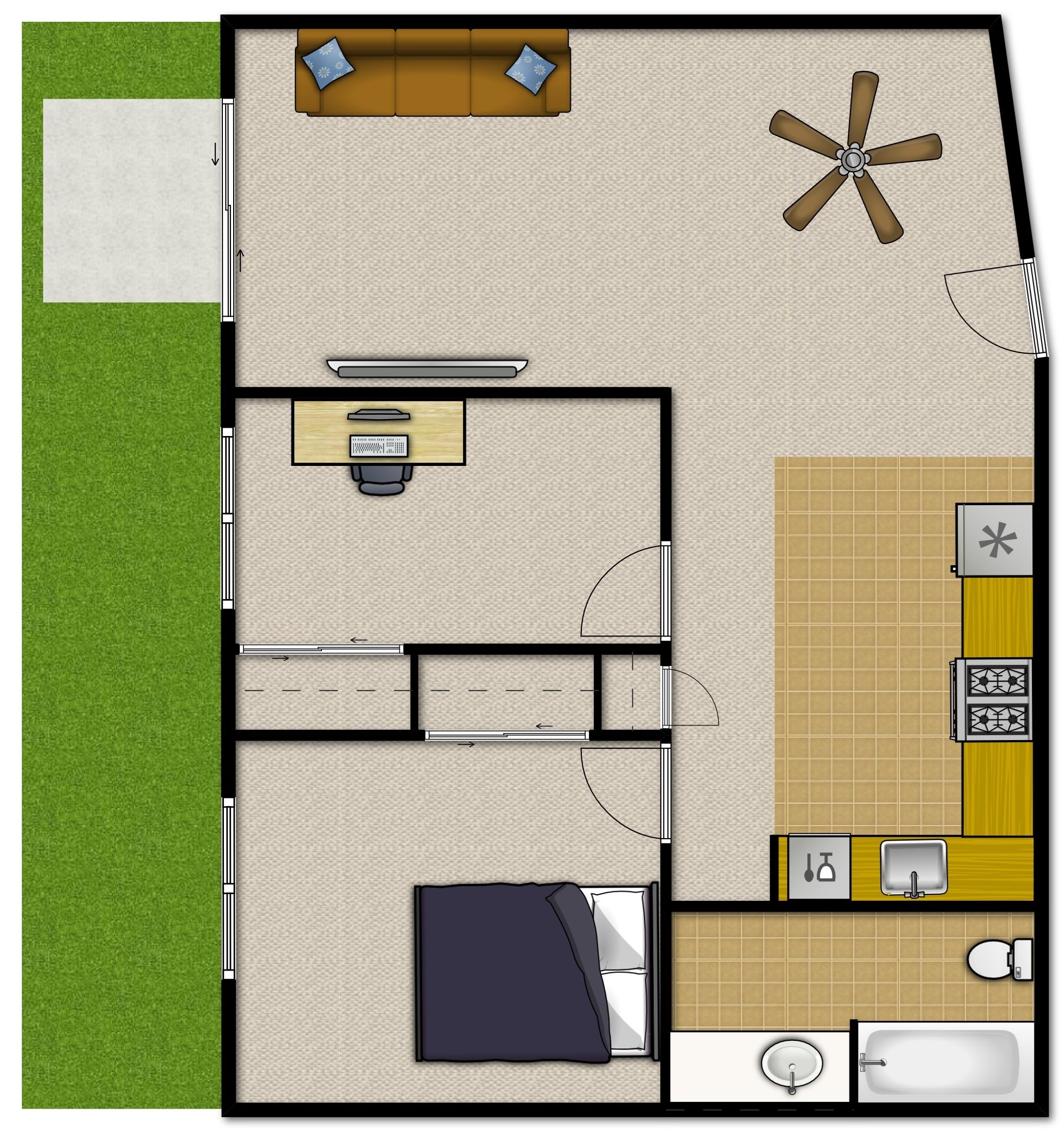 1 Bedroom 1 Bathroom Floor Plan 1 Bedroom 1 Bathroom Floor Plan at Springtree Apartments, Wisconsin
