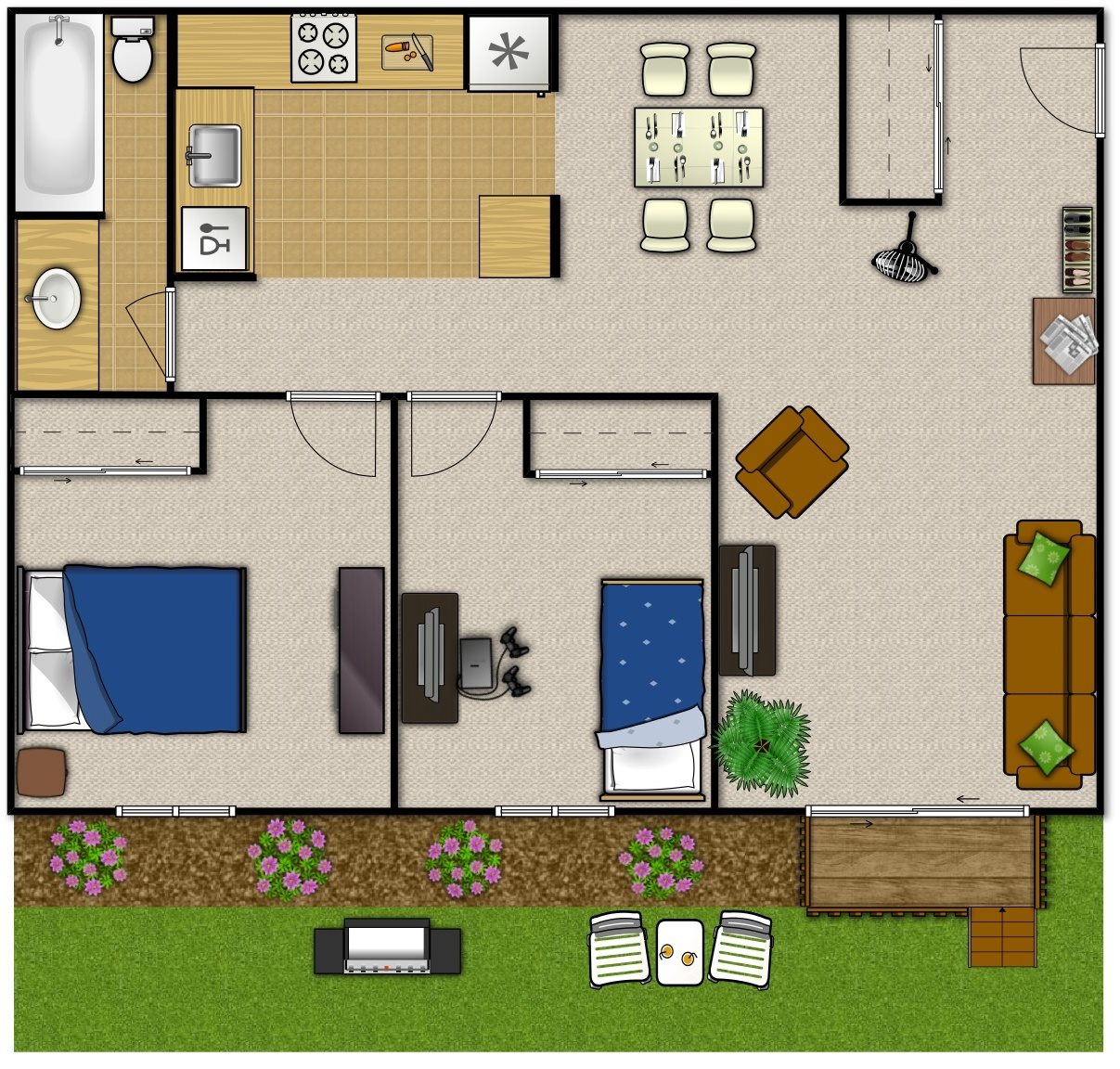 2 Bedroom 1 Bathroom Floor Plan 2 Bedroom 1 Bathroom Floor Plan at Springtree Apartments, Wisconsin, 53562